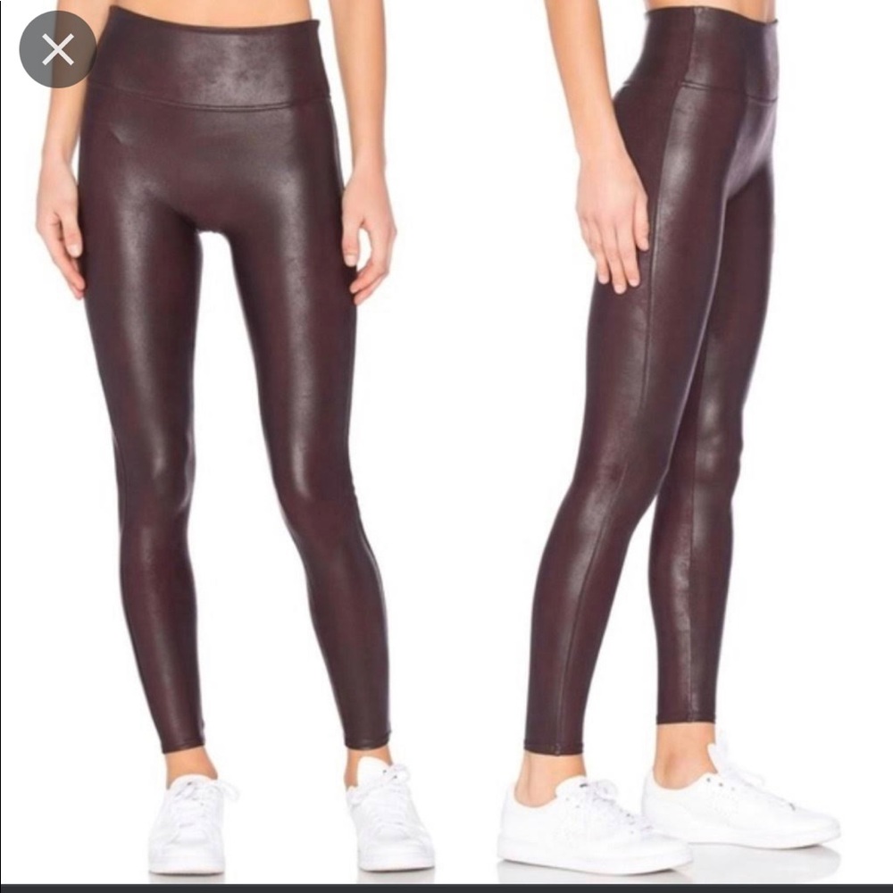 spanx faux leather wine Burgundy size small